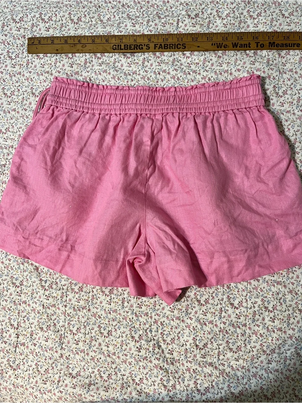 J. Crew Pink Elastic Lonen Drawstring High-Waist Shorts. Small
